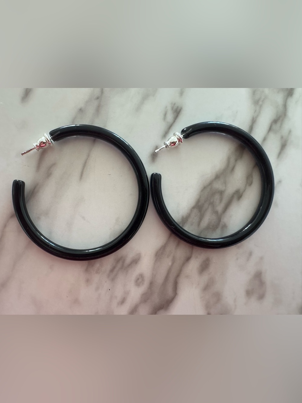 Black Hoop Earrings • Minimal acetate Hoops